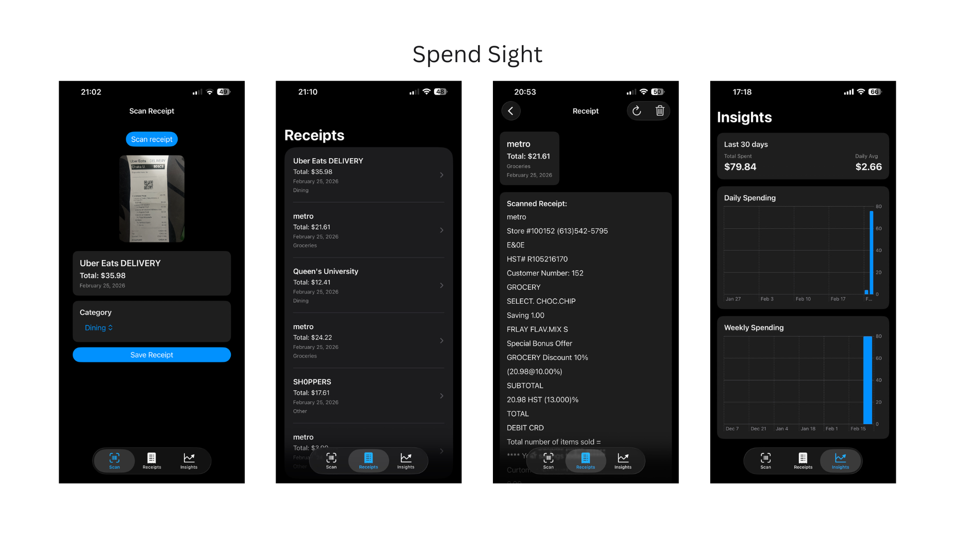 Spend Sight App Screenshot.