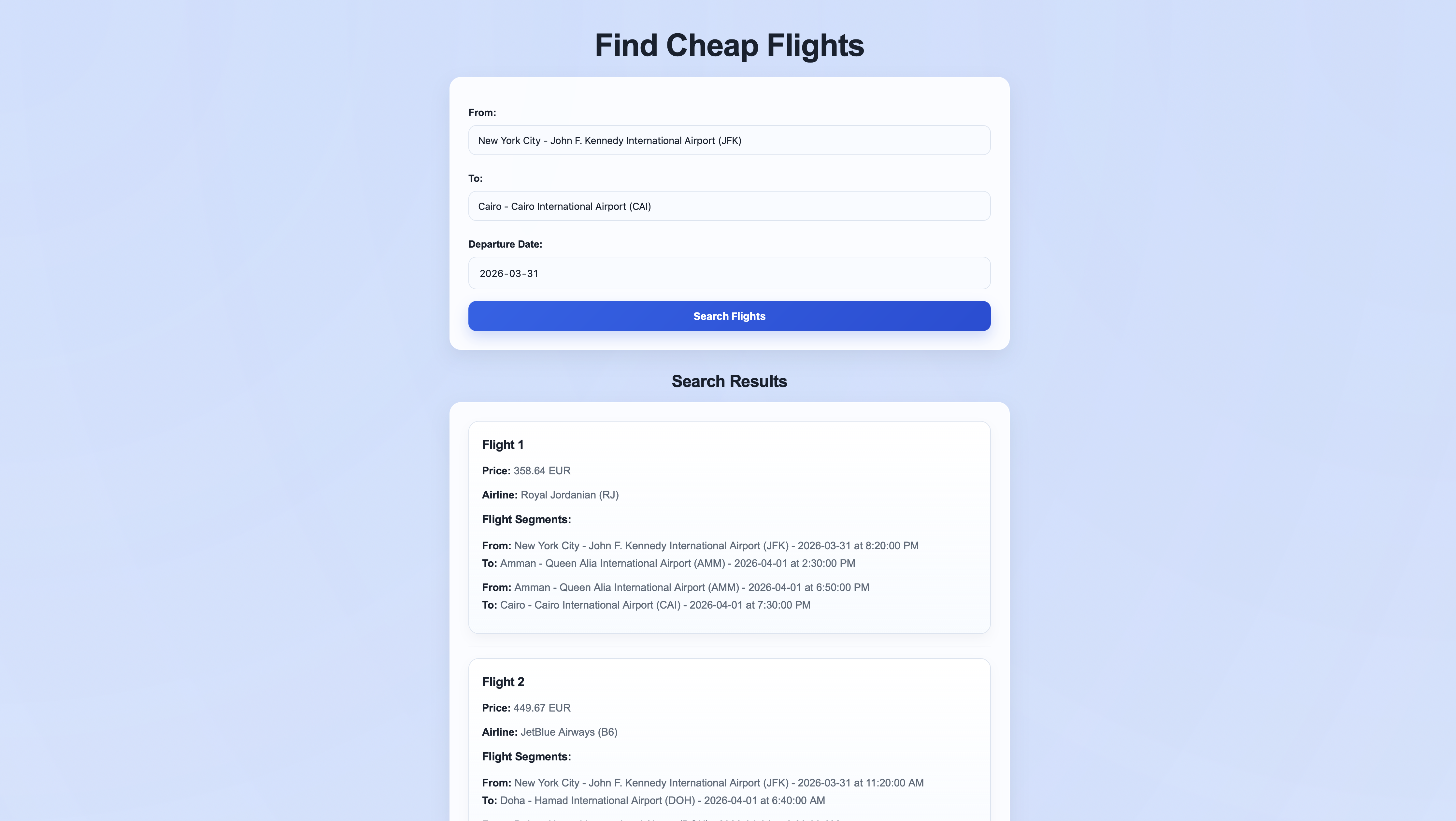 Cheap Flight Ticket Finder App Screenshot.